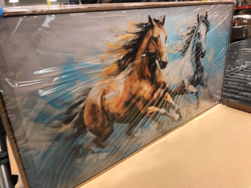 Photo 1 of YYYYHPP WKYP2250 Wall Art Horses Pictures Canvas Wall Art Wood Framed Canvas Prints Painting Horses Pictures Ready to Hang for Living Room Bedroom Kitchen Home and Office Wall Decor