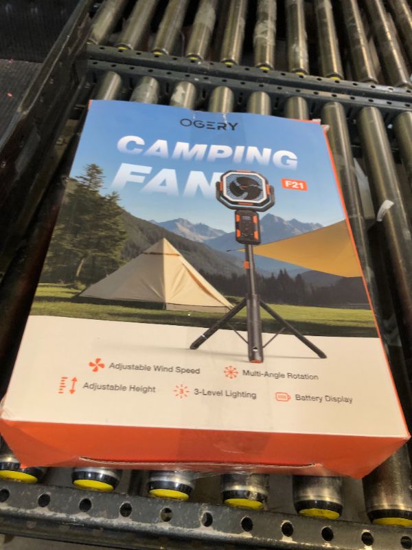 Photo 1 of OGERY F21 Camping Fan with Stand, 20000mAh Rechargeable Battery Powered Standing Fan, LED Lanterns for Power Outages, Strong Wind, Fast Charging for Tent, Travel, Bedroom, Camping Essentials