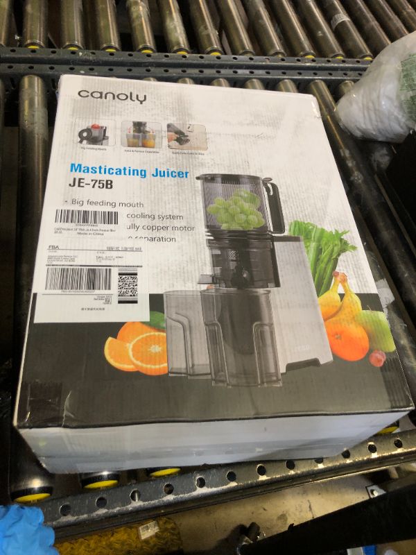 Photo 1 of Cold Press Juicer, 5.8" Wide Feed Chute Juice Extractor Machine with 400W, High Juice Yield, Slow Masticating Juicer for Whole Vegetables & Fruits, Metallic Silver