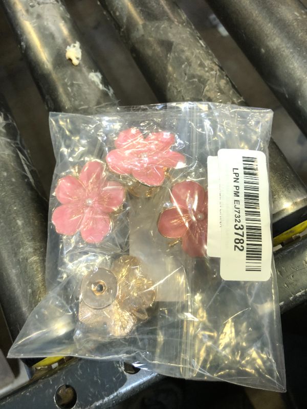 Photo 1 of Geesatis 8 PCS Metal Knobs Sturdy Home Decor Handles Cabinet Drawer Knobs Closet Door Pulls, Flower Pink, with Mounting Screws, Size 1.7inch