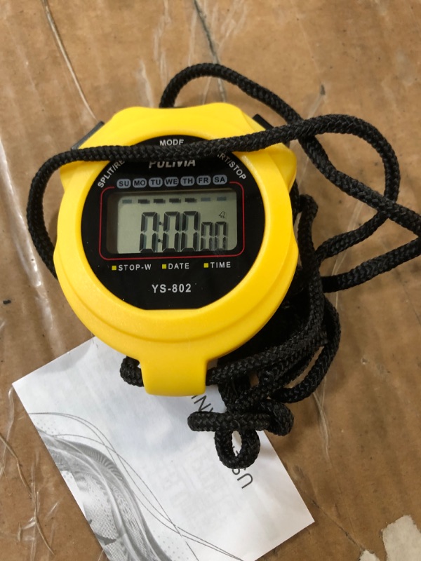 Photo 1 of PULIVIA Sports Stopwatch Timer, Single Lap Split Digital Stop Watch for Sports Kids Coaches Swimming Running, Yellow