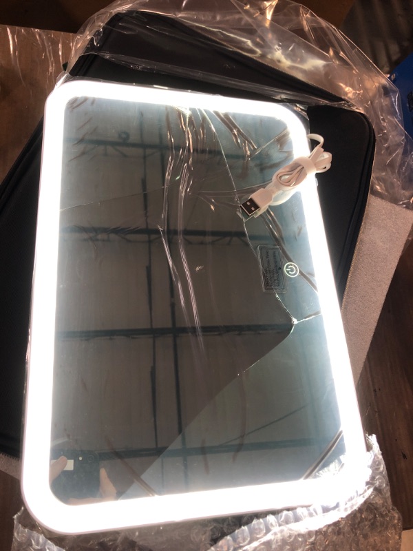 Photo 1 of *  MirrOR IS CRACKED* SEE PHOTOS FOR EXTENT* FUNCTIONAL!* Chomeiu Makeup Bag with LED Mirror, Large Train Case for Makeup Artists, 16.2 inches Travel Professional Cosmetic Organizer with Light Up Mirror, 3 Color Lights, Brush Holder & Shoulder Strap (Blac