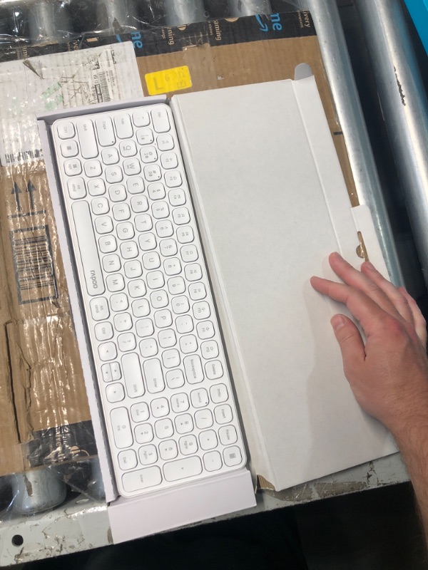 Photo 1 of (USED/FAIR) (MISSING BATTERY) Rapoo E9310M Wireless Keyboard for Mac/iPad/PC, Multi-Device Bluetooth Keyboard with Number Pad, Low-Profile, Quiet Typing, 99-Key, Battery Powered, Support 4 Devices for Windows, Linux, Chrome, Mac