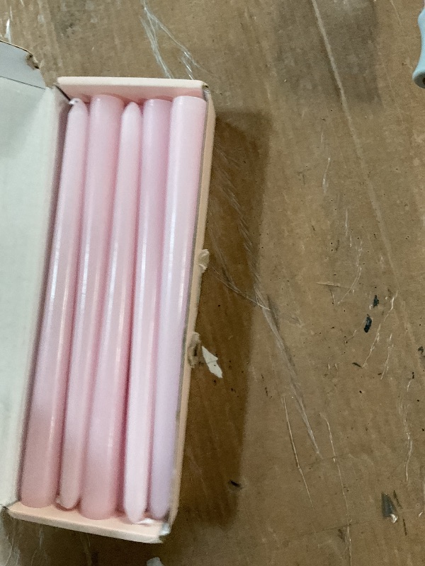 Photo 1 of 10 Inch Pale-Pink Taper Candles for Home Decoration, 10 Pack Unscented Candlesticks for Dinner Wedding Party, Smokeless and Dripless Candle Sticks