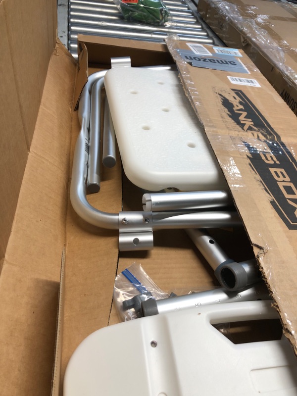 Photo 1 of (incomplete)(sold for parts) Medline Shower Chair Seat with Padded Armrests and Back | Heavy Duty for Bathtub | Slip Resistant with Adjustable Height | with 350 lb Capacity