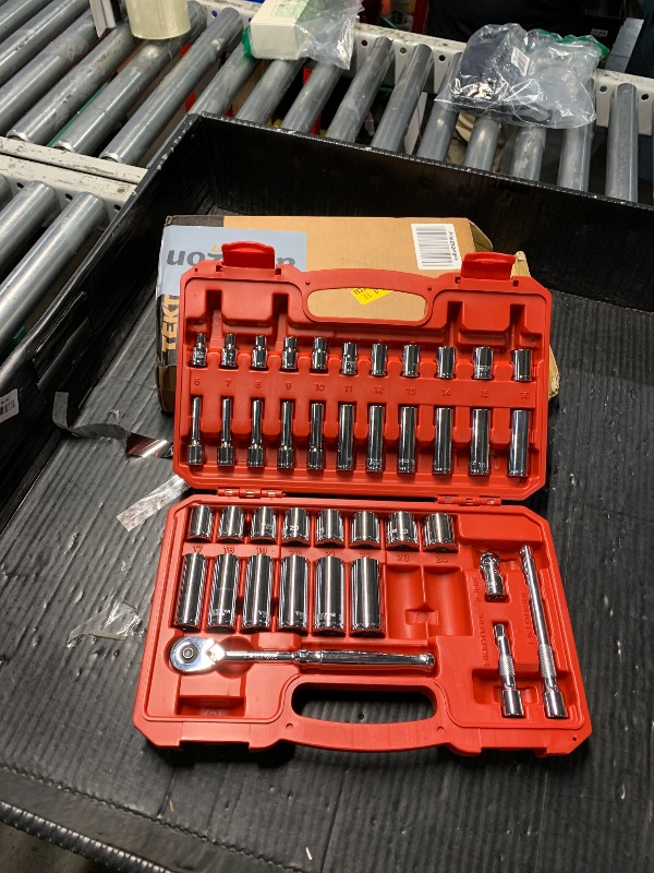 View 2 of TEKTON 3/8 Inch Drive 6-Point Socket and Ratchet Set, 42-Piece (6-24 mm) | SKT15201