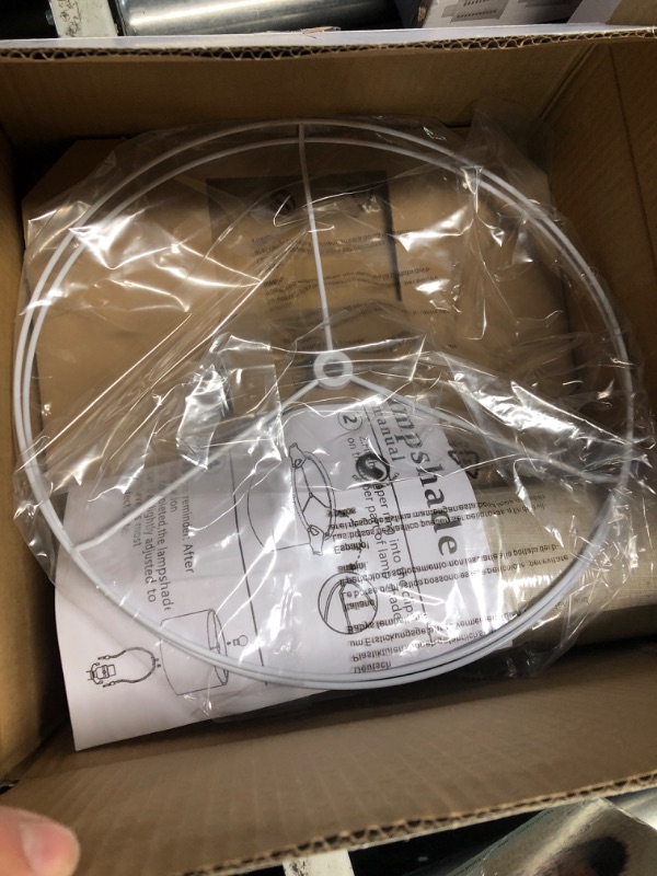 Photo 1 of *missing pieces*GOSO 2pcs Medium Lampshade Polyester Fiber Printing Plants Drum Lamp Shade For TableLamp,Floor Lamps,Diy Pendant Light,Wall Hanging,Spider Fitter 13 "Top x 13" Bottom x 10 "High, Assembly Required
