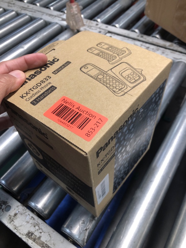 Photo 1 of Panasonic Cordless Phone with Answering Machine, Advanced Call Block, Bilingual Caller ID and Easy to Read High-Contrast Display, Expandable System with 3 Handsets - KX-TGD833M (Metallic Black)