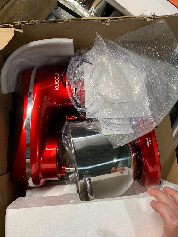 Photo 1 of (PARTS) (NON-FUNCTIONAL) 
KUCCU Stand Food Mixer, 6.5 Qt 660W, 6-Speed Tilt-Head , Kitchen Electric Mixer with Stainless Steel Bowl,Dough Hook,Whisk, Beater, Egg white separator (6.5-QT, Red)