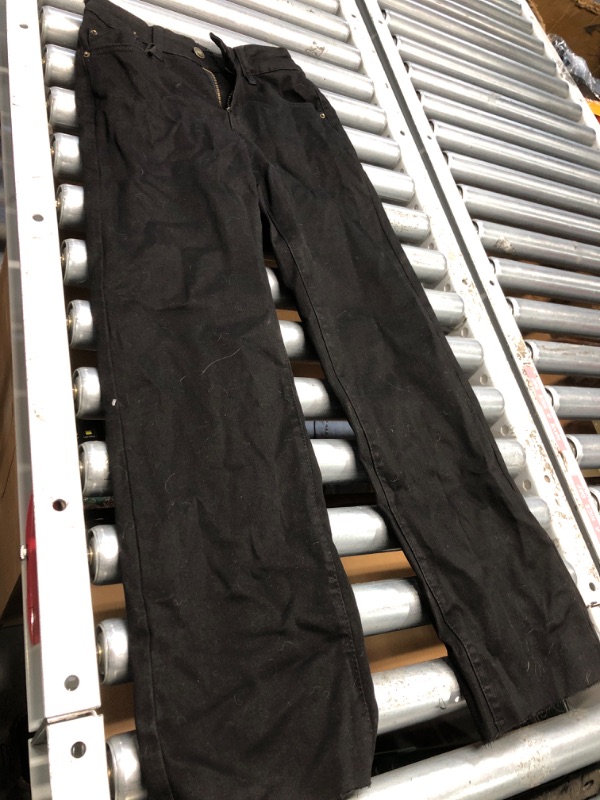 Photo 1 of (SIZE 2) (BAGGED) KDF Straight Leg Jeans for Women High Waisted Jeans Frayed Baggy Pants Raw Hem Loose Stretchy Cropped Wide Leg Jeans Black Size 2