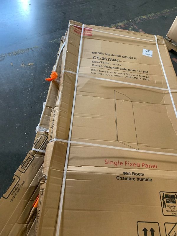 Photo 1 of *** FACTORY SEALED***Glass Shower Panel, 36" W x 78" H Semi-Framed Fixed Shower Glass Panel in Silver with 5/16"(8mm) Clear Tempered Glass Door, Simple Shower Door Panel for Bathroom