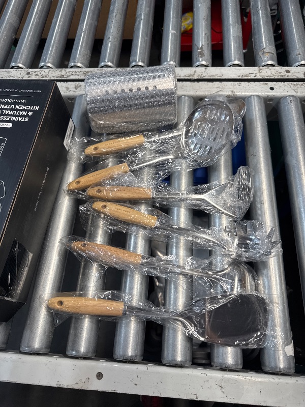 Photo 1 of **Missing only three****
Home Hero Stainless Steel Kitchen Utensils Set - Wood Handle Nonstick Stainless Steel Cooking Utensils Set - Heat Resistant Kitchen Essentials & Metal Kitchen Gadgets (Silver & Wood)