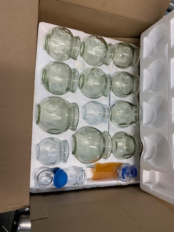 Photo 1 of (Used) NFZUNW Cupping Therapy Sets,14 Cups Thick Chinese Acupoint Glass Cupping Therapy Set for Professionals