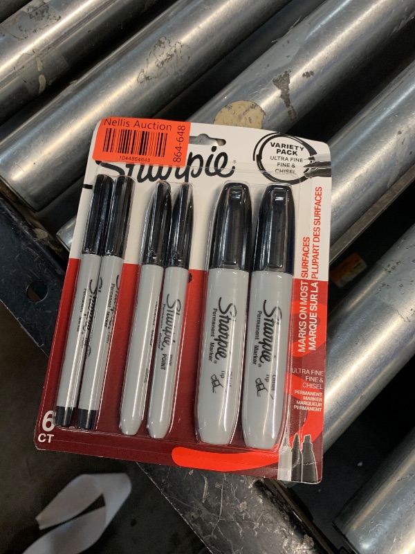 Photo 1 of Sharpie Permanent Markers Variety Pack, Includes Chisel, Fine, and Ultra-Fine Tips, Marker Set, Writing, Coloring, Poster, Office, School Supplies, Black, 6 Count