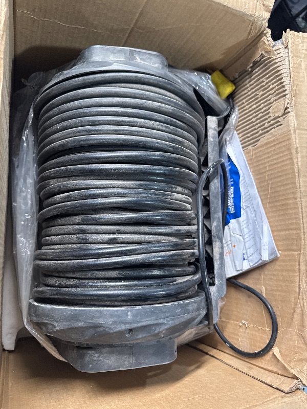 Photo 1 of (PARTIAL SET) (SIGNS OF USE) (UNABLE TO TEST TOTAL FUNCTIONALITY) Giraffe Tools Grandfalls Pressure Washer, Max 2900 PSI, 2.2 GPM Electric Wall Mounted Power Washer with 100ft Retractable Pressure Hose, Foam Cannon, 4-Nozzles for Car/Driveways/Patios, Lig