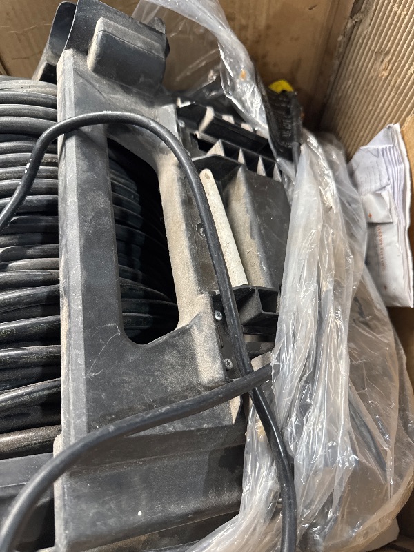Photo 1 of (PARTIAL SET) (SIGNS OF USE) (UNABLE TO TEST TOTAL FUNCTIONALITY) Giraffe Tools Grandfalls Pressure Washer, Max 2900 PSI, 2.2 GPM Electric Wall Mounted Power Washer with 100ft Retractable Pressure Hose, Foam Cannon, 4-Nozzles for Car/Driveways/Patios, Lig