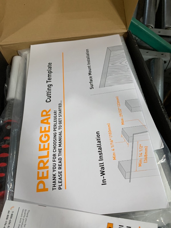 Photo 1 of Perlegear 17? in-Wall Media Box, Electrical Box, Recessed Outlet Box and Media Enclosure for One Connect Box & Network Switches, Cable Management Kit with Cutting Template, Dust Bag & Drywall Saw