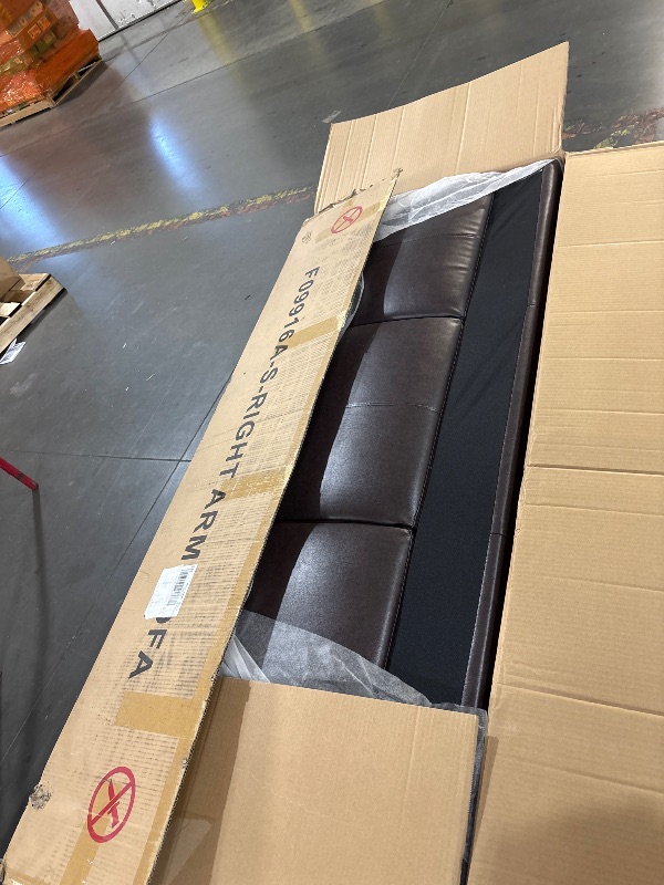 Photo 1 of **TRUCK PICKUP, PARTIAL SET, BOX 1**
**STOCK PHOTO FOR REFERENCE**
B BAIJIAWEI Power Reclining Sofa - 3 Seater Recliner Sofás, PU Leather Recliner Sofa, Home Theater Seating with Flipped Middle Backrest, Power Recliner Couch for Living Room(Brown)