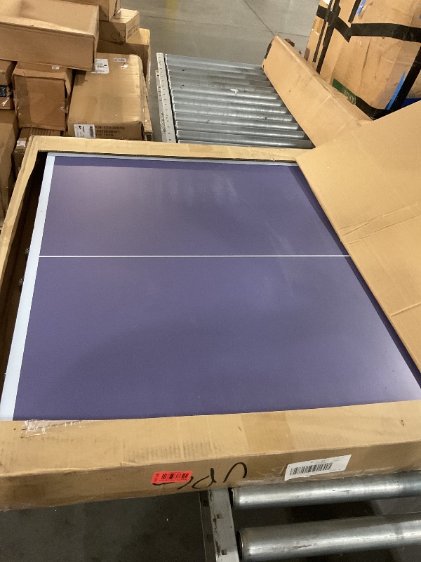 Photo 1 of Professional Table Tennis Table, Foldable Ping Pong Game Set for Indoor, 8FT 9FT Single Player Playback Mode Ping Pong Table with Net and Post Set, 2 Paddles and 3 Balls (Blue-9FT)