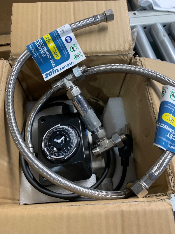 Photo 1 of ***(HEAVILY USED/ UNKNOWN IF MISSING PARTS)***
Crispaire Instant Hot Water Recirculating Pump Kit with 304 Stainless Steel Bypass Valve for Tank Water Heaters Includes All Installation Components, And 20-Inch PEX Supply Lines for Potable Water