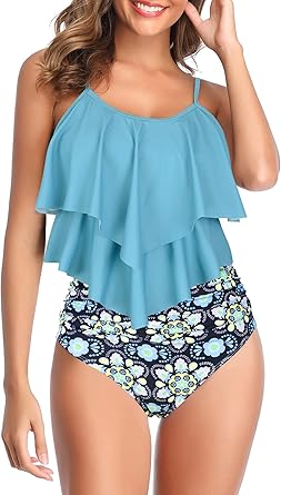 Photo 1 of American Trends High Waisted Tankini Swimsuits for Women Flounce Top Tummy Control Bathing Suits