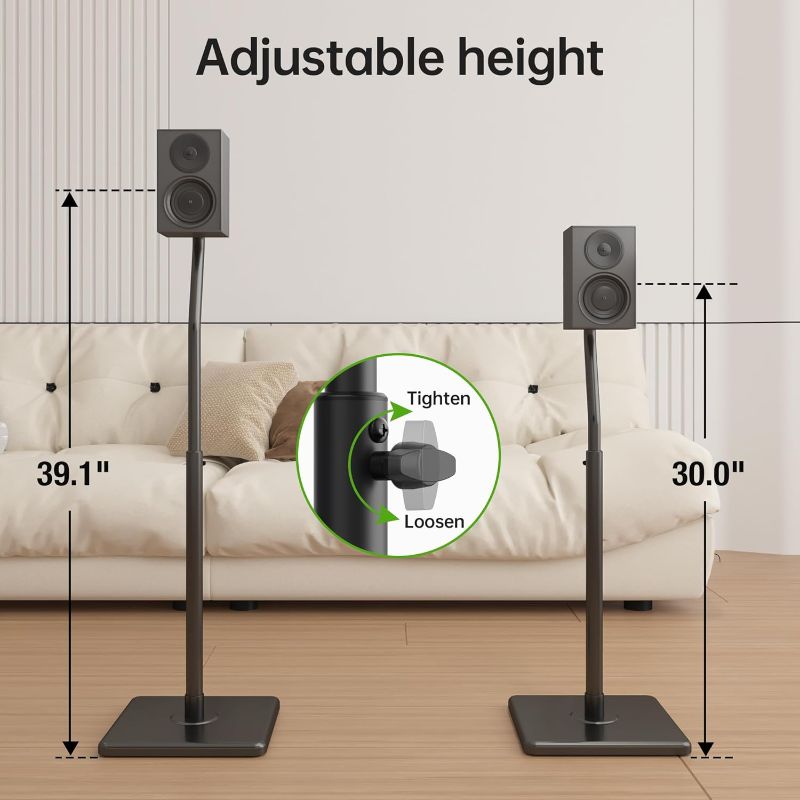 Photo 1 of (PARTS) (MISSING HARDWARE) USX MOUNT Universal Speaker Stands, Height Adjustable Extend 30.0" to 39.1" for Satellite Speakers & Small Bookshelf Speakers up to 11 lbs Per Stand, 1 Pair Floor Stands for Sony Bose Polk JBL Yamaha