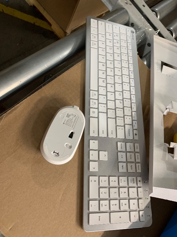 Photo 1 of iClever Wireless Keyboard and Mouse, GK08 White Keyboard Mouse Combo, Ergonomic, Quiet, Full Size Design with Number Pad, 2.4G Connection for Mac, Windows and Computer