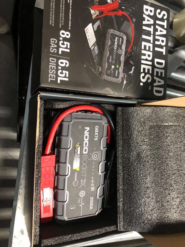 Photo 1 of NOCO Boost X GBX75 2500A 12V UltraSafe Portable Lithium Jump Starter, Car Battery Booster Pack, USB-C Powerbank Charger, and Jumper Cables for up to 8.5-Liter Gas and 6.5-Liter Diesel Engines