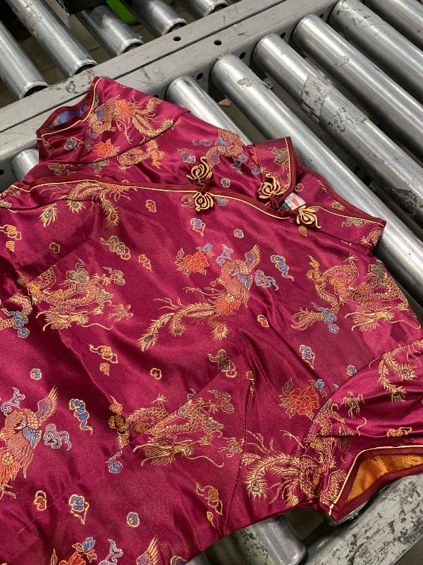 Photo 1 of Women Cheongsam Long Dress Evening Short Sleeve Slim Fit Maxi Dress Floral Faux Silk Stand Collar Bodycon Qipao (as1, Alpha, m, Regular, Regular, Wine Red)