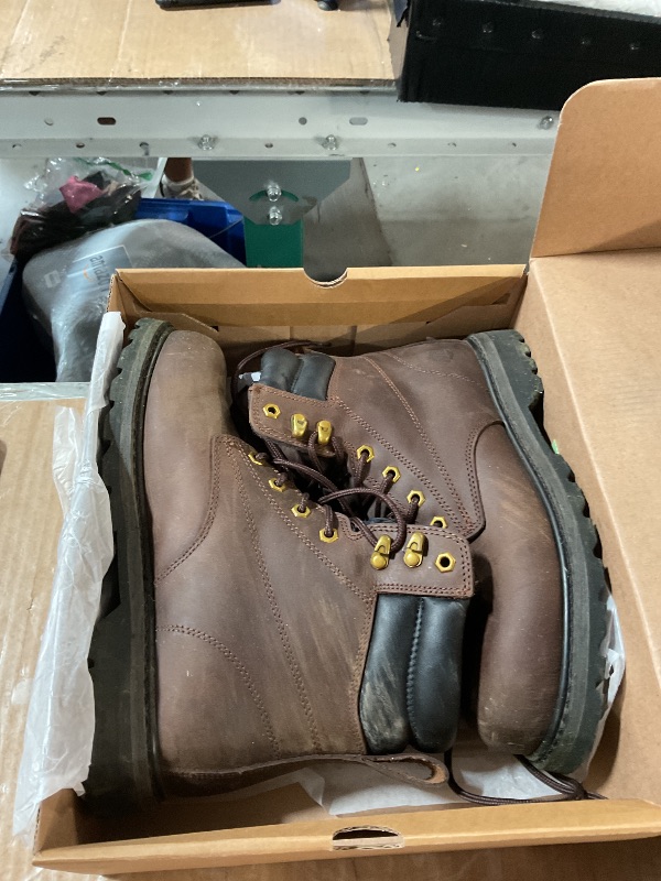 Photo 1 of (used)(see images) NINGO Soft Toe Work Boots for Men, Waterproof Comfortable Leather Industrial & Construction Boots