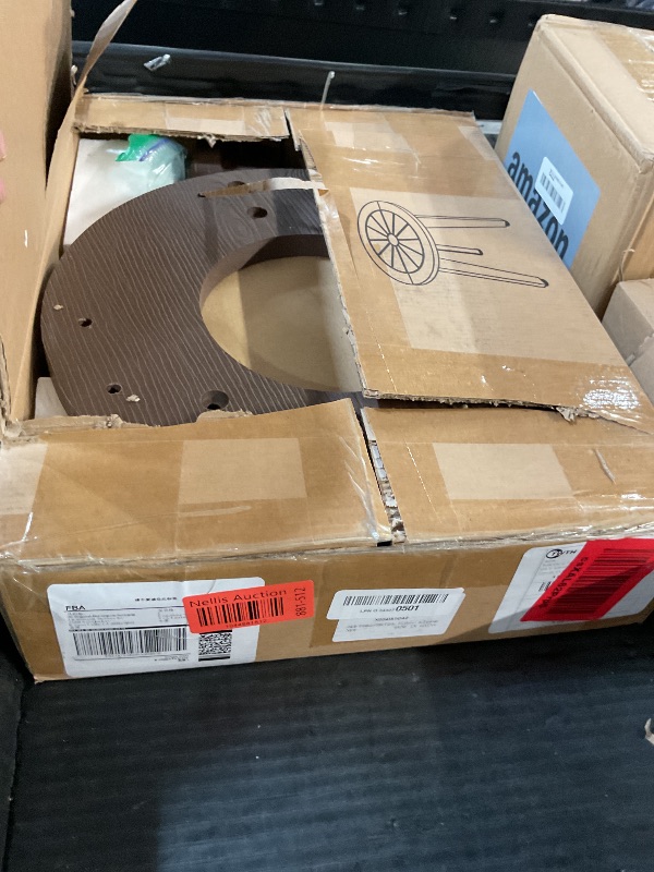 Photo 1 of Y&M Outdoor Round Side Table, Waterproof Three-Legged Entryway Table, HDPE Modern Small Single-Tier Coffee End Decks for Bedroom, Living Room, Patio, Indoor or Outdoor Use, Espresso