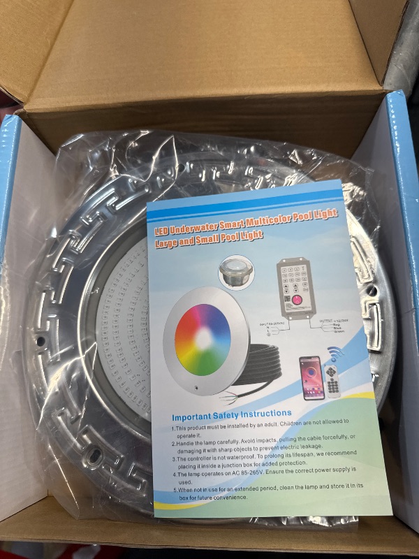 Photo 1 of Pool Lights for Inground Pool, 60W 10 Inch Color Changing LED Inground Pool Light with Controller, Remote and APP Control for Wet Niche, Underwater Swimming Pool LED Lights, 50 Foot Cord