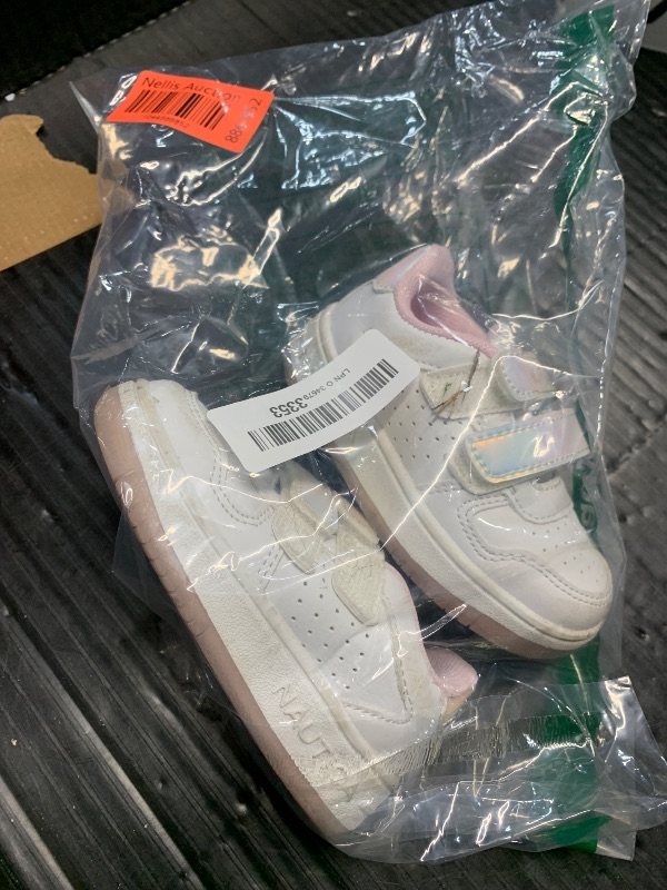 Photo 1 of (used)***SIZE 5***
Nautica Kids' Double Strap Sneakers | Casual Athletic Shoes for Boys and Girls | Durable and Comfortable Fit for Toddlers and Little Kids-Stafford Toddler-White Iridescent Size-5