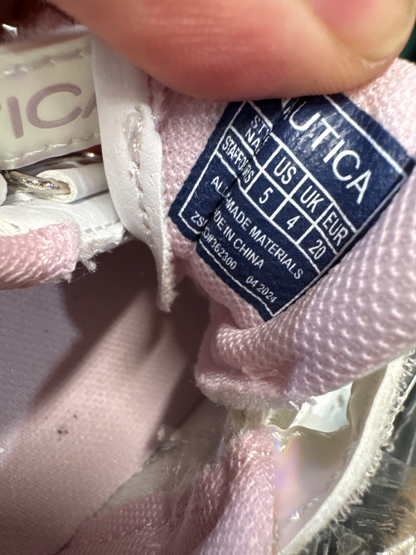 Photo 1 of (used)***SIZE 5***
Nautica Kids' Double Strap Sneakers | Casual Athletic Shoes for Boys and Girls | Durable and Comfortable Fit for Toddlers and Little Kids-Stafford Toddler-White Iridescent Size-5