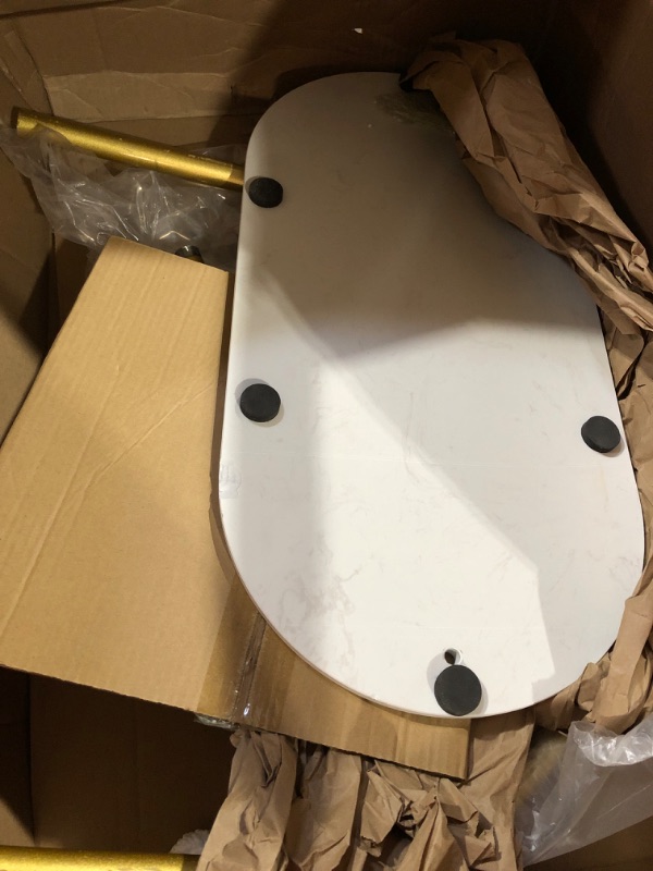 Photo 1 of (damaged)(sold for parts) Modern Arched Metal Garment Rack with Nano-Gold Coating & Marble Base, Tool-Free Assembly for Bedroom Living Room