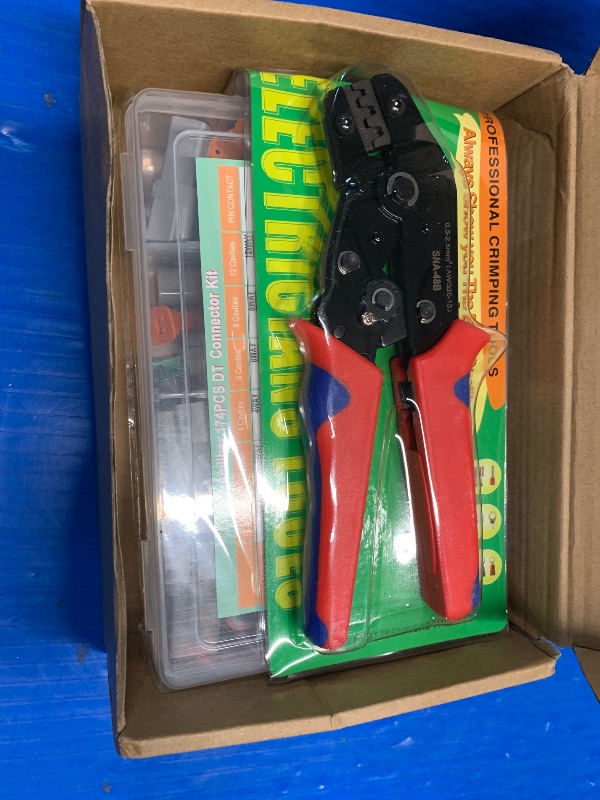 Photo 1 of Amliber 174Pcs 12 Kits DT Connector Kit With Ratcheting Wire Crimper for Deutsch Connector, 2 3 4 6 8 12 Pin Connectors Automotive Electrical Connectors With Size 16 Stamped Contacts IP68 Waterproof