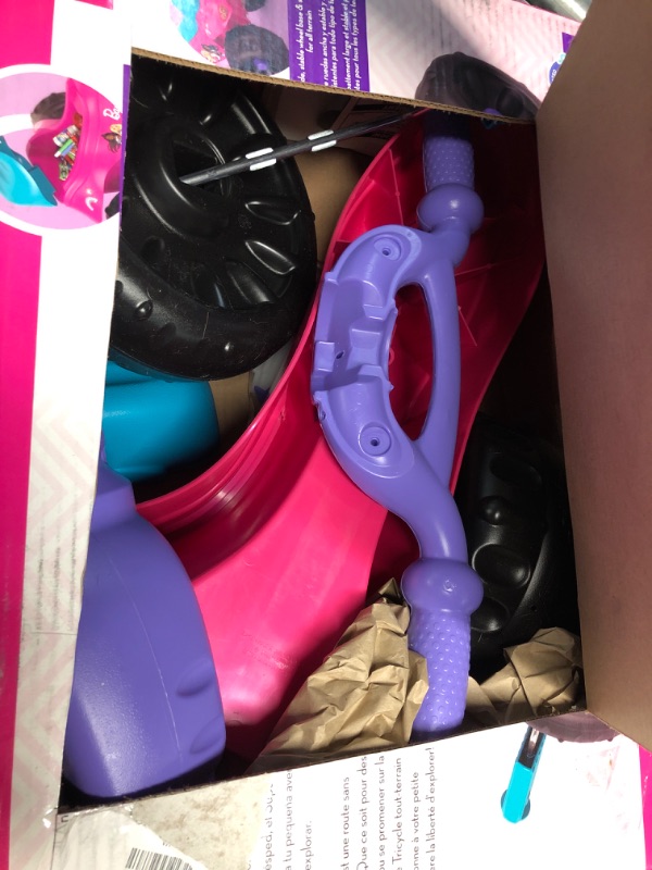 Photo 1 of (MISSING A WHEEL) Fisher-Price Toddler Tricycle Barbie Tough Trike, Toy Bike with Handlebar Grips & Storage for Outdoor Play Kids Ages 2+ Years