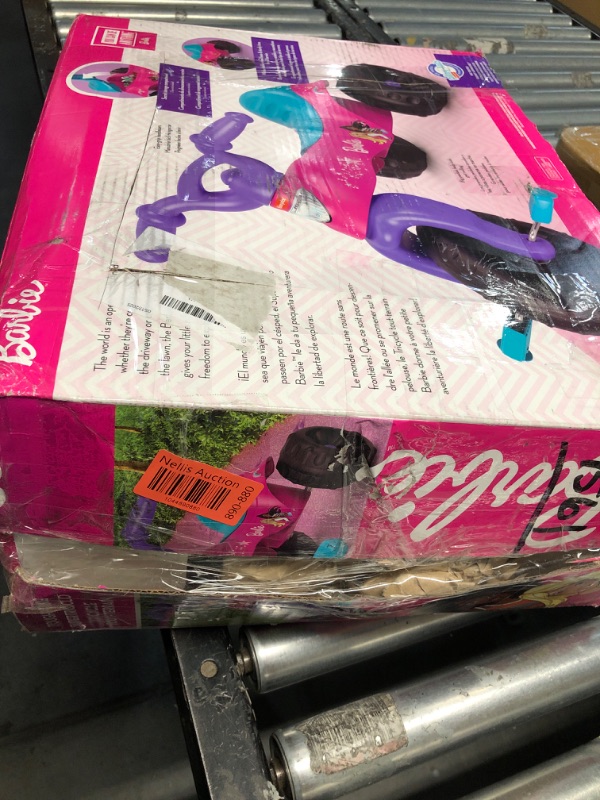 Photo 1 of (MISSING A WHEEL) Fisher-Price Toddler Tricycle Barbie Tough Trike, Toy Bike with Handlebar Grips & Storage for Outdoor Play Kids Ages 2+ Years
