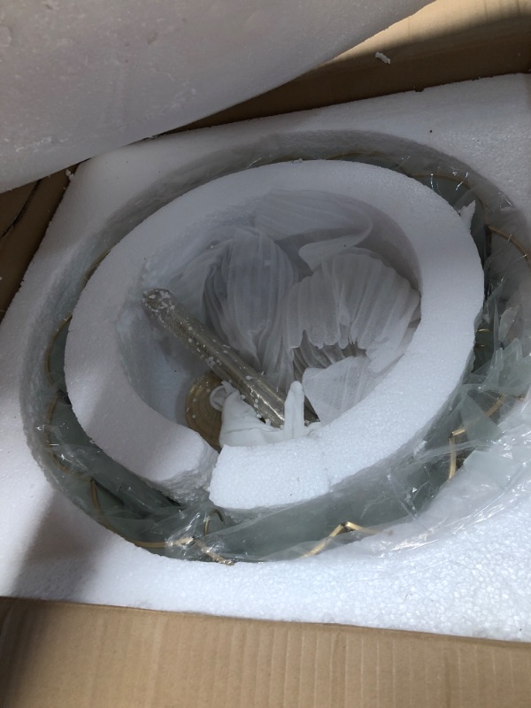 Photo 1 of (used)(see images) 4-Light Brass and Glass Ceiling Chandelier,Frosted Glass Shade Modern Light,Close to Ceiling Light Decorative 