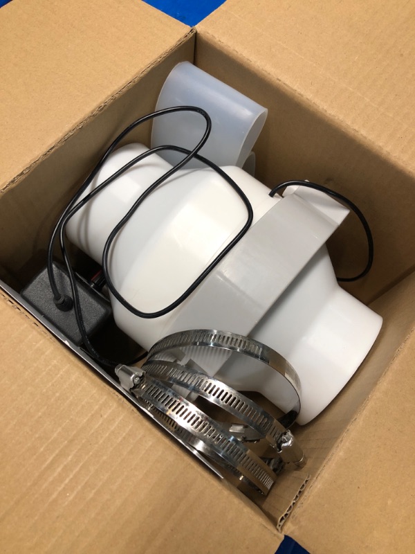 Photo 1 of 4 Inch Inline Duct Ventilation Fan Pipeline Pressurization Exhaust Fan with Speed Controller 282 CFM Copper Motor for Bathroom Grow Tents Hydroponics