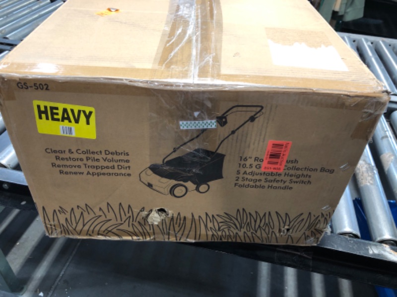 Photo 1 of (for parts) GreenSweep V2 - Artificial Grass Electric Sweeper Rake Vacuum 45L Collection Bag,5 Adjustable Heights, Foldable Handle(read clerk comments) 