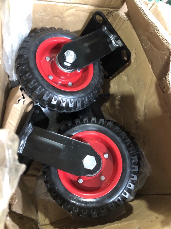 Photo 1 of (unknown if complete) POWERTEC 6 Inch Caster Wheels Set of 4 (2 Swivel & 2 Fixed), Heavy Duty Casters w/Rubber Knobby Tread for Workbench