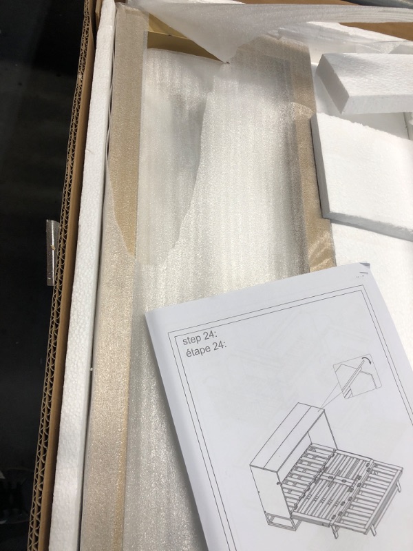 Photo 1 of **PARTS ONLY, PARTIAL SET, BOX 1 OF 3 ONLY**TRUCK/TRAILER PICK ONLY**
Merax Queen Size Murphy Cabinet Bed, Wood Folding Bed Frame with Frosted Glass Doors and Fake Drawers Design, Space-Saving Wall Bed for Guest Room and Home Office