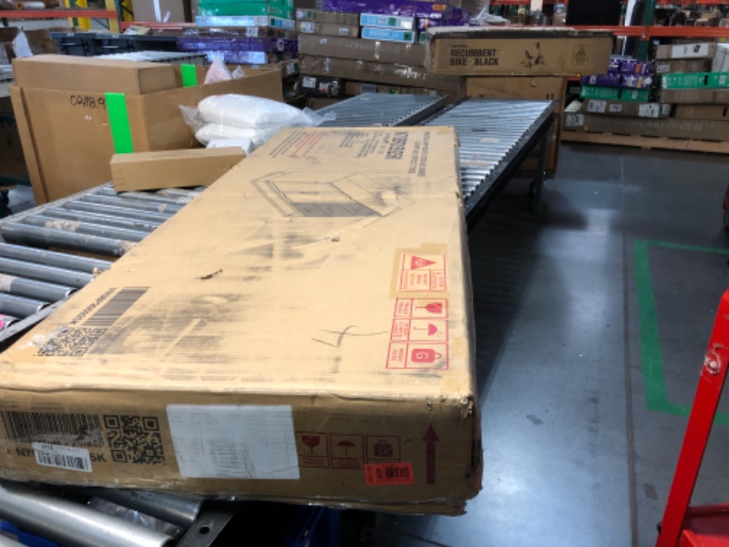 Photo 1 of **PARTS ONLY, PARTIAL SET, BOX 1 OF 3 ONLY**TRUCK/TRAILER PICK ONLY**
Merax Queen Size Murphy Cabinet Bed, Wood Folding Bed Frame with Frosted Glass Doors and Fake Drawers Design, Space-Saving Wall Bed for Guest Room and Home Office