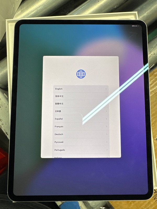 Photo 1 of **Prev used**Minor Damage**Powers on**
Apple iPad Pro 13-Inch (M4): Built for Apple Intelligence, Ultra Retina XDR Display, 512GB, 12MP Front/Back Camera, LiDAR Scanner, Wi-Fi 6E + 5G Cellular, Face ID, All-Day Battery Life — Silver