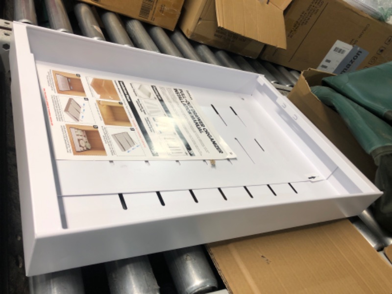 Photo 1 of (PARTS) **MISSING ONE CABINET** Seinloes 2Pack Expandable Pull Out Cabinet Organizer 21"Deep with Raising Pad for Framed Cabinets, Upgrade 3 Slide Rails Slide Out Drawers, Roll Out Shelves Adhesive,Adjustable Width 12.05"-20.4"White