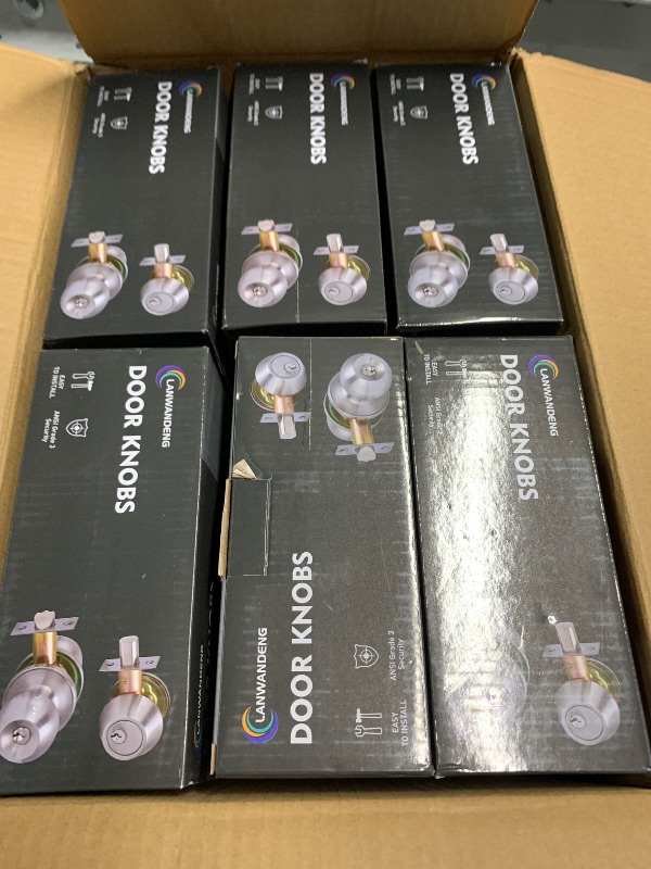 Photo 1 of (6Sets) All Keyed Same Entry Door Knob and Single Cylinder Deadbolt Combo Set, Satin Nickel Exterior Door Knobs with Lock and Keys for Entrance and Front Door
