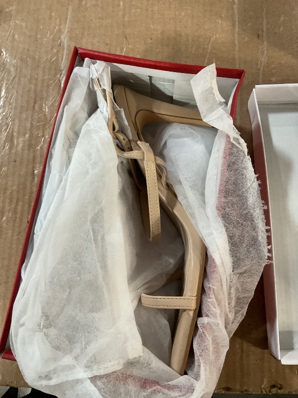 Photo 1 of ***(HEAVILY USED)***
Women's Strappy High Heeled Sandals Open Toe Ankle Strap heels Comfy Weddings Shoes,EMMA-Nude Pu-9-O1