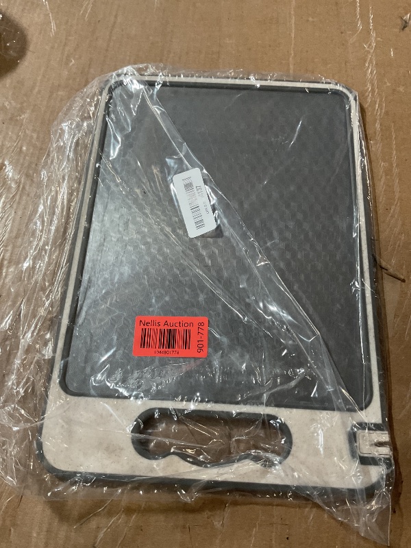 Photo 1 of (used)(damaged) LOZOVIN Double Sided 304 Stainless Steel & Wheat Straw Cutting Board, 14.4"*9.8" Non Toxic Chopping Board