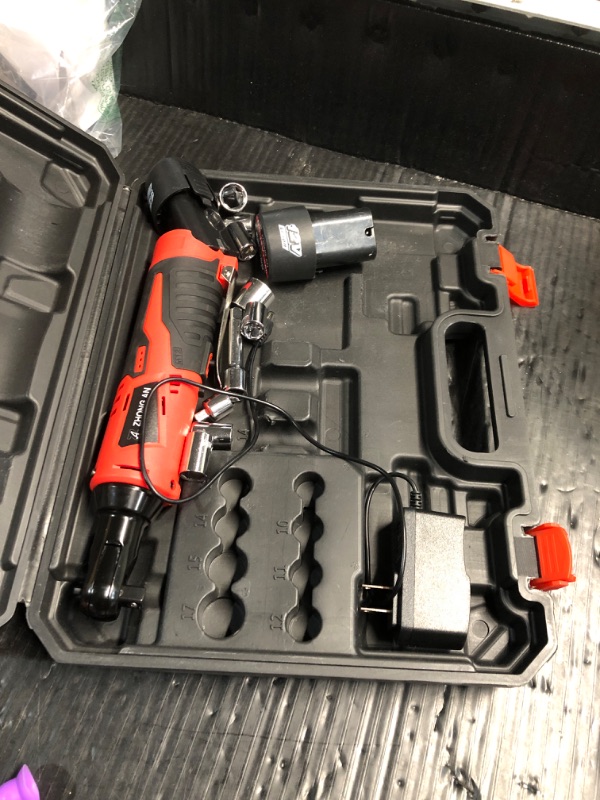Photo 1 of (See all images) ZHONG AN Cordless Electric 3/8" Ratchet Wrench Set with Variable Speed Trigger,57 ft.lbs, 220 RPM,7 Sockets,1/4" Adapter,3" 
